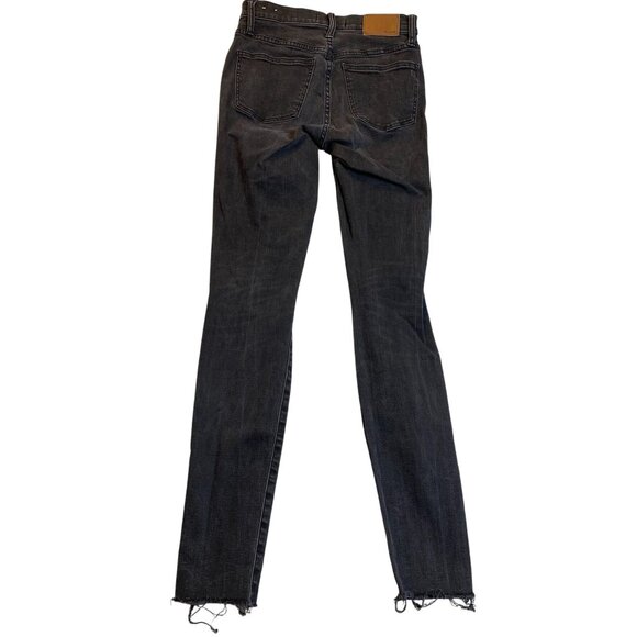 Madewell Womans Jeans 25T Black with Frayed Hem Distressed High-Rise Skinny - Picture 2 of 16